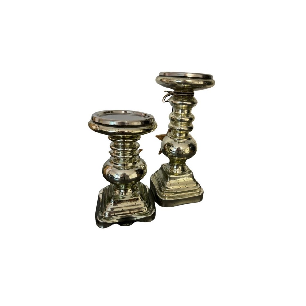 CANDELIERE VETRO CHAMPAGNE H.22